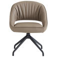 ARMLEHNSTUHL  Sitzfläche 360° drehbar, automatische Rückholfunktion  Echtleder  - Beige/Schwarz, Design, Leder/Metall (61/81/66cm) - Dieter Knoll