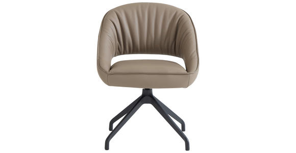 ARMLEHNSTUHL  Sitzfläche 360° drehbar, automatische Rückholfunktion  Echtleder  - Beige/Schwarz, Design, Leder/Metall (61/81/66cm) - Dieter Knoll