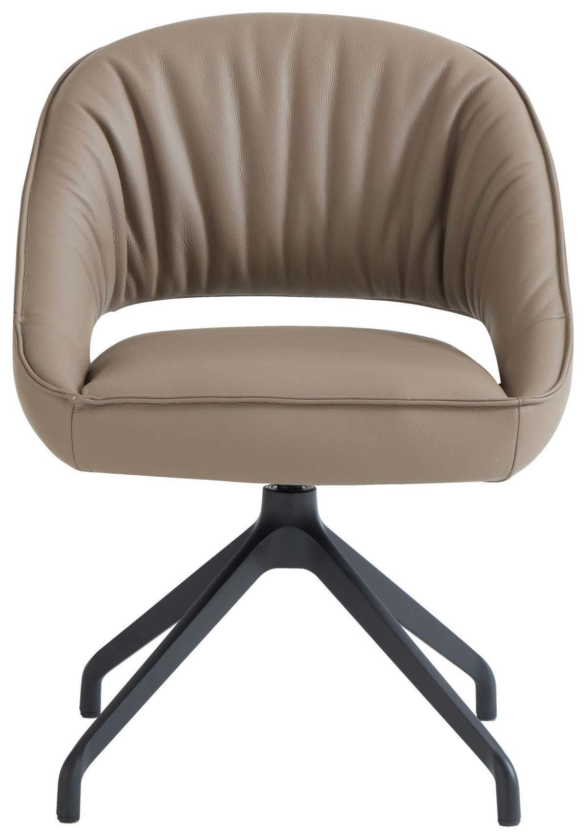 ARMLEHNSTUHL  Sitzfläche 360° drehbar, automatische Rückholfunktion  Echtleder  - Beige/Schwarz, Design, Leder/Metall (61/81/66cm) - Dieter Knoll