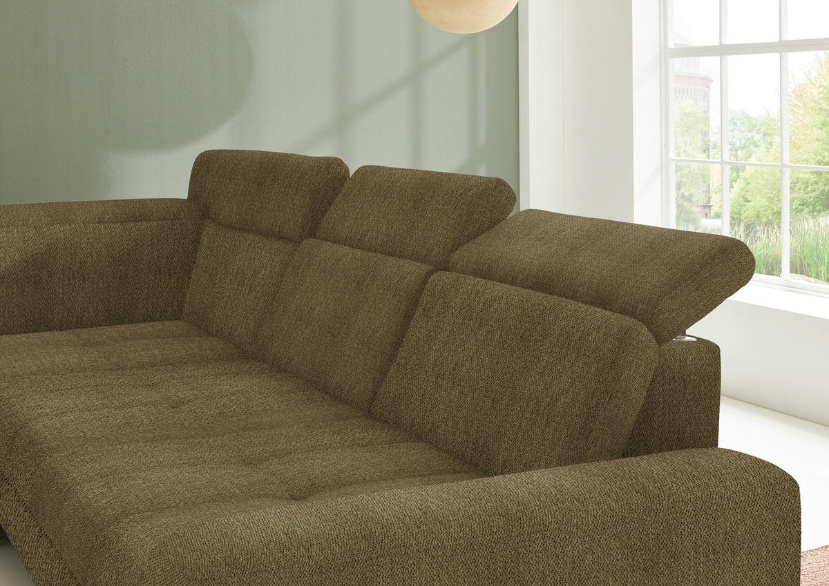 ECKSOFA in Chenille Grün  - Schwarz/Grün, Design, Textil/Metall (220/310cm) - Beldomo Style