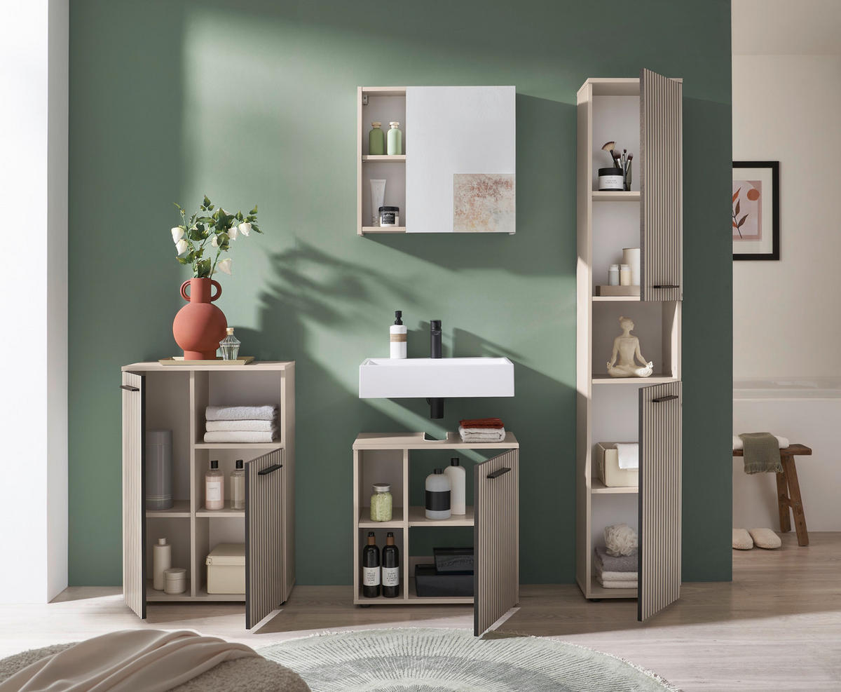 WASCHBECKENUNTERSCHRANK 60/60/35 cm  - Kaschmir/Schwarz, Trend, Holzwerkstoff/Kunststoff (60/60/35cm) - MID.YOU