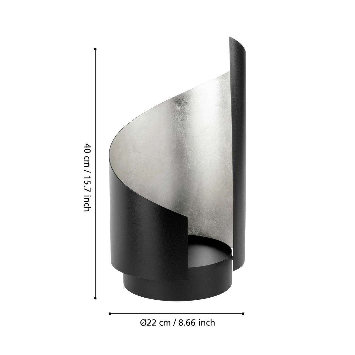 WINDLICHT - Silberfarben/Schwarz, LIFESTYLE, Metall (22/40cm)