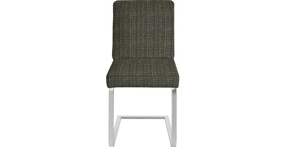 SCHWINGSTUHL in Stahl Flachgewebe - Chromfarben/Grün, Design, Textil/Metall (60/92/60cm) - Dieter Knoll