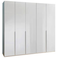 OMARA S KLASIČNIMI VRATI, bela, bela, visoki sijaj  - bela/barve aluminija, Design, kovina/leseni material (225/236/58cm) - Novel