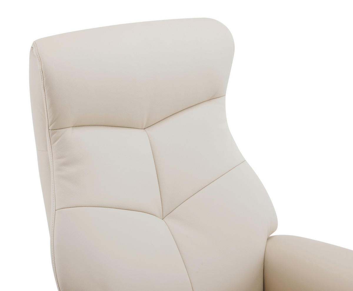 RELAXSESSELSET Lederlook Echtleder Hocker    - Beige/Schwarz, MODERN, Leder/Holz (78/111/81cm) - Livetastic