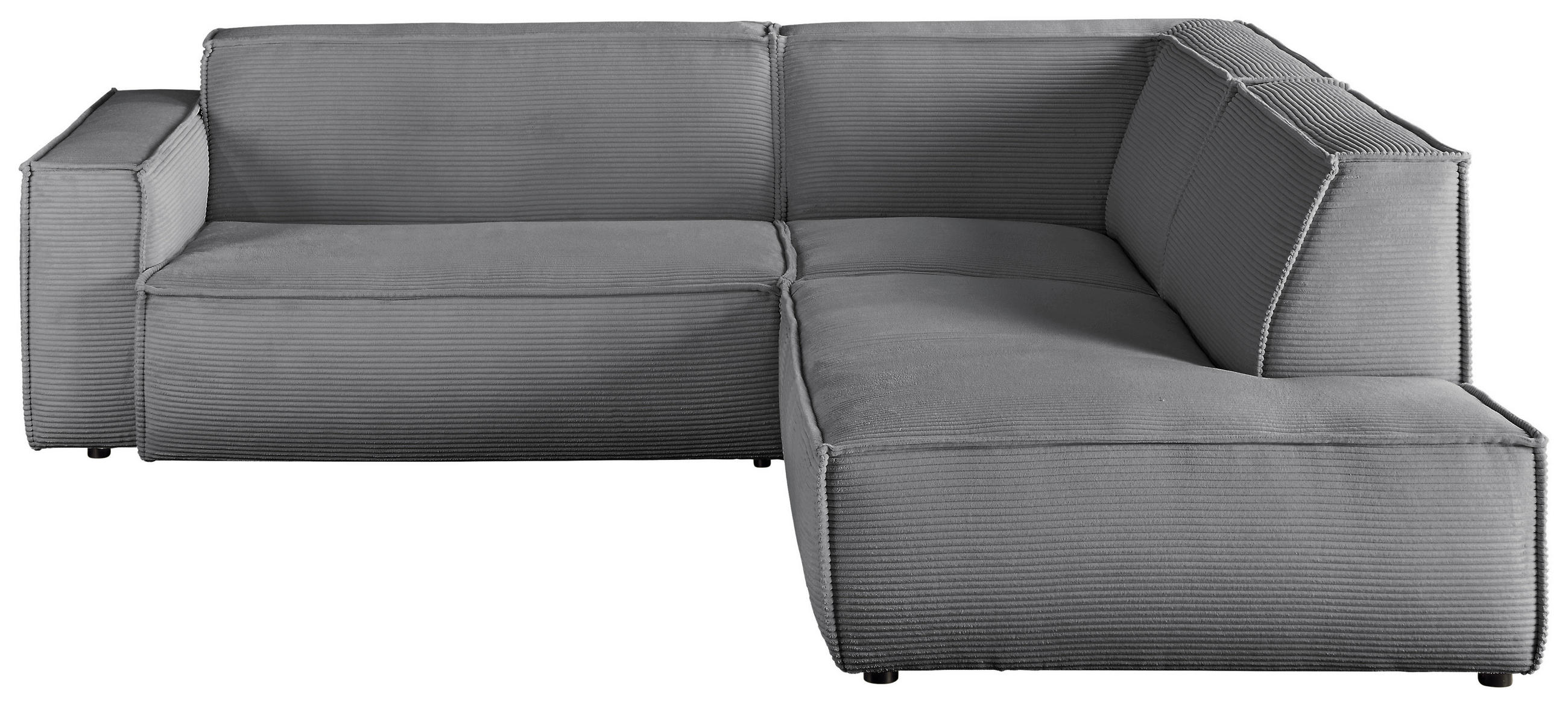 ECKSOFA Dunkelgrau Cord  - Dunkelgrau/Schwarz, KONVENTIONELL, Kunststoff/Textil (254/224cm) - Hom`in