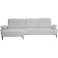 ECKSOFA  in Chenille, Flachgewebe Ecru  165/318 cm  - Ecru/Schwarz, Design, Textil/Metall (165/318cm) - Xora