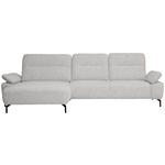 ECKSOFA in Chenille, Flachgewebe Ecru  165/318 cm  - Ecru/Schwarz, Design, Textil/Metall (165/318cm) - Xora