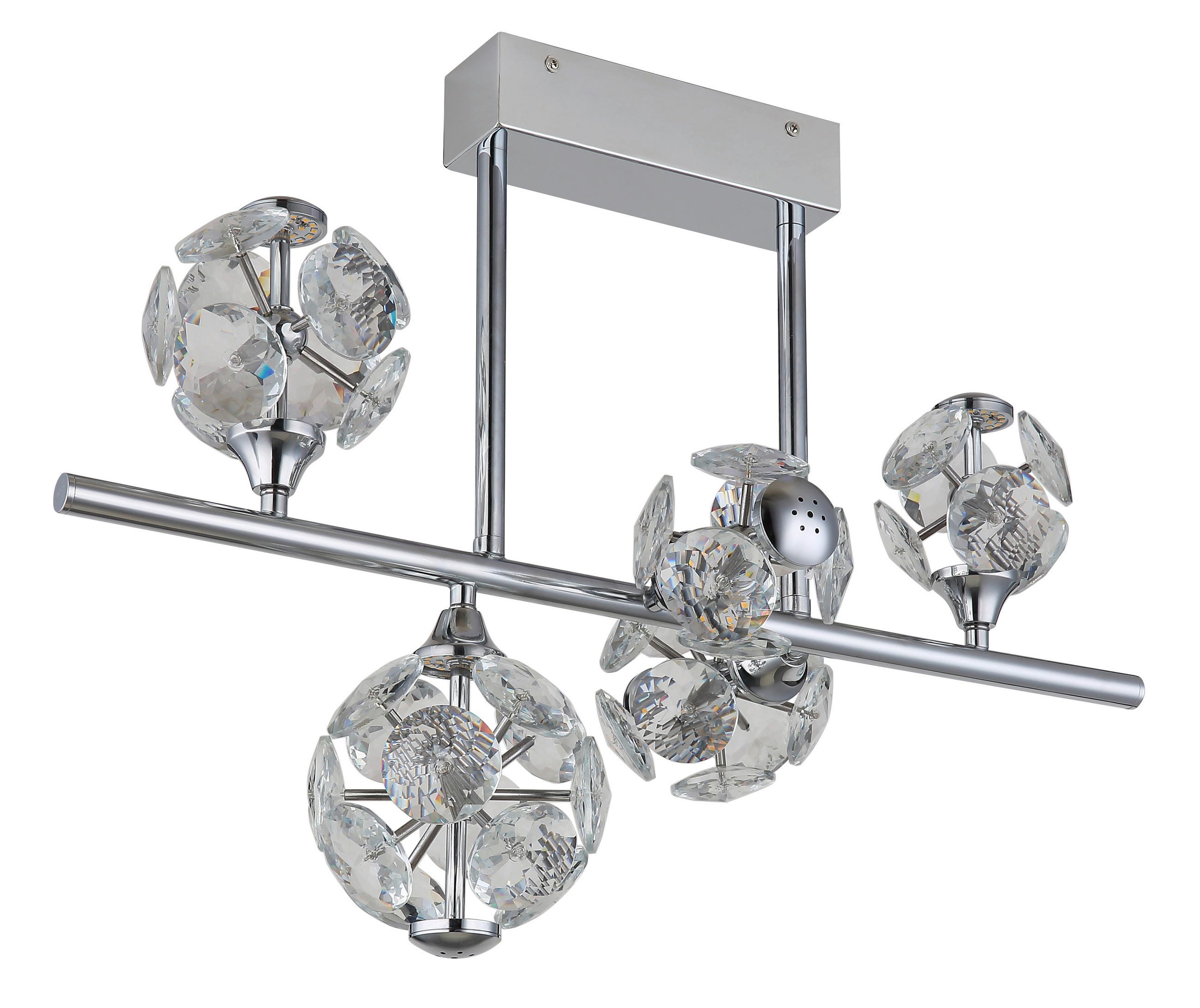 STROPNA LED-SVETILKA  VIRINA //3000 K/230 V/ - barve kroma/prozorno, Konvencionalno, kovina/steklo (61/30/46cm) - Globo