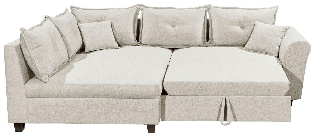 ECKSOFA in Webstoff Beige  - Beige/Schwarz, Modern, Kunststoff/Textil (175/252cm) - Livetastic