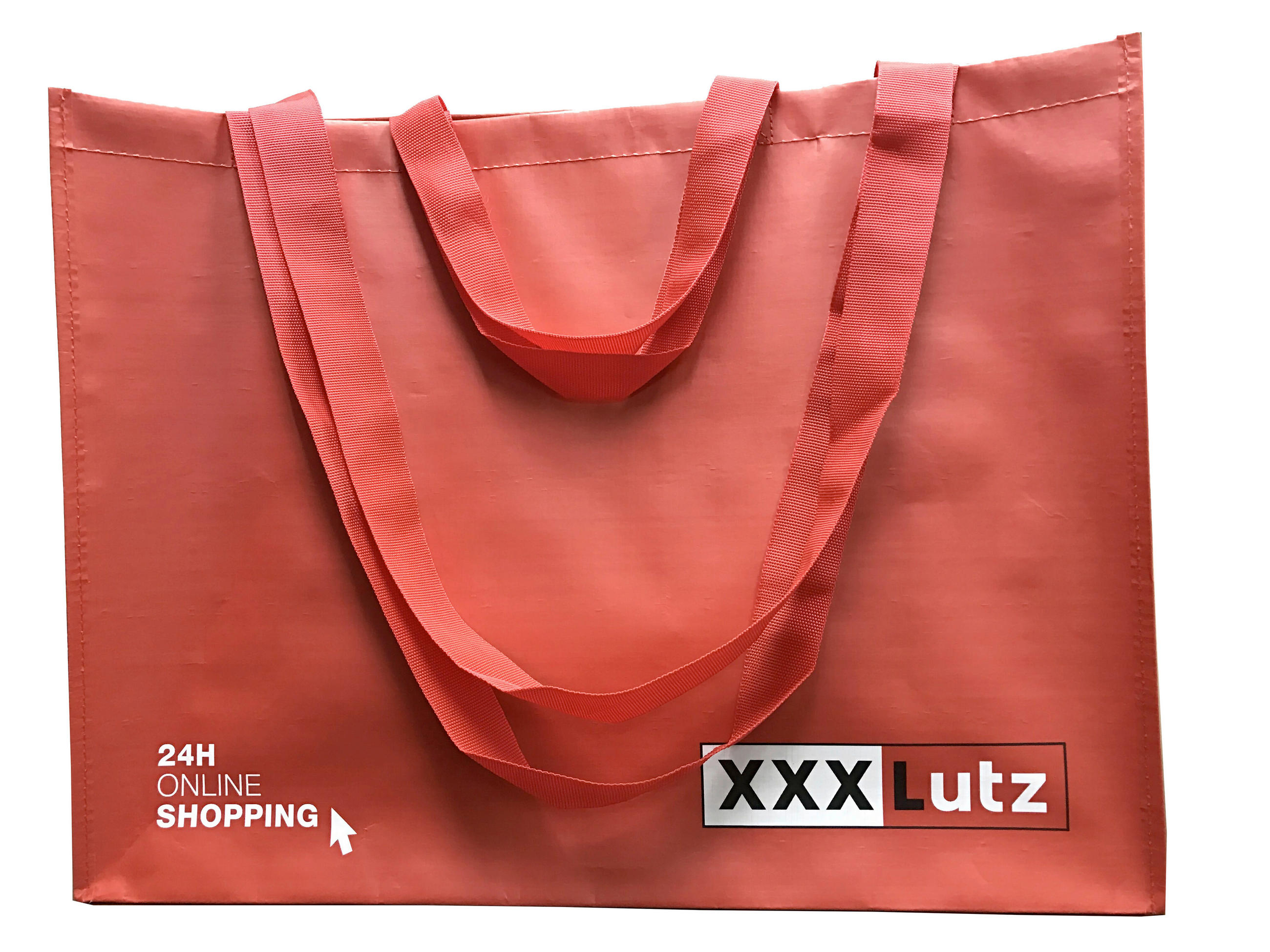 GEANTĂ PENTRU CUMPĂRĂTURI - alb/roșu, Basics, plastic (53/22/40cm)