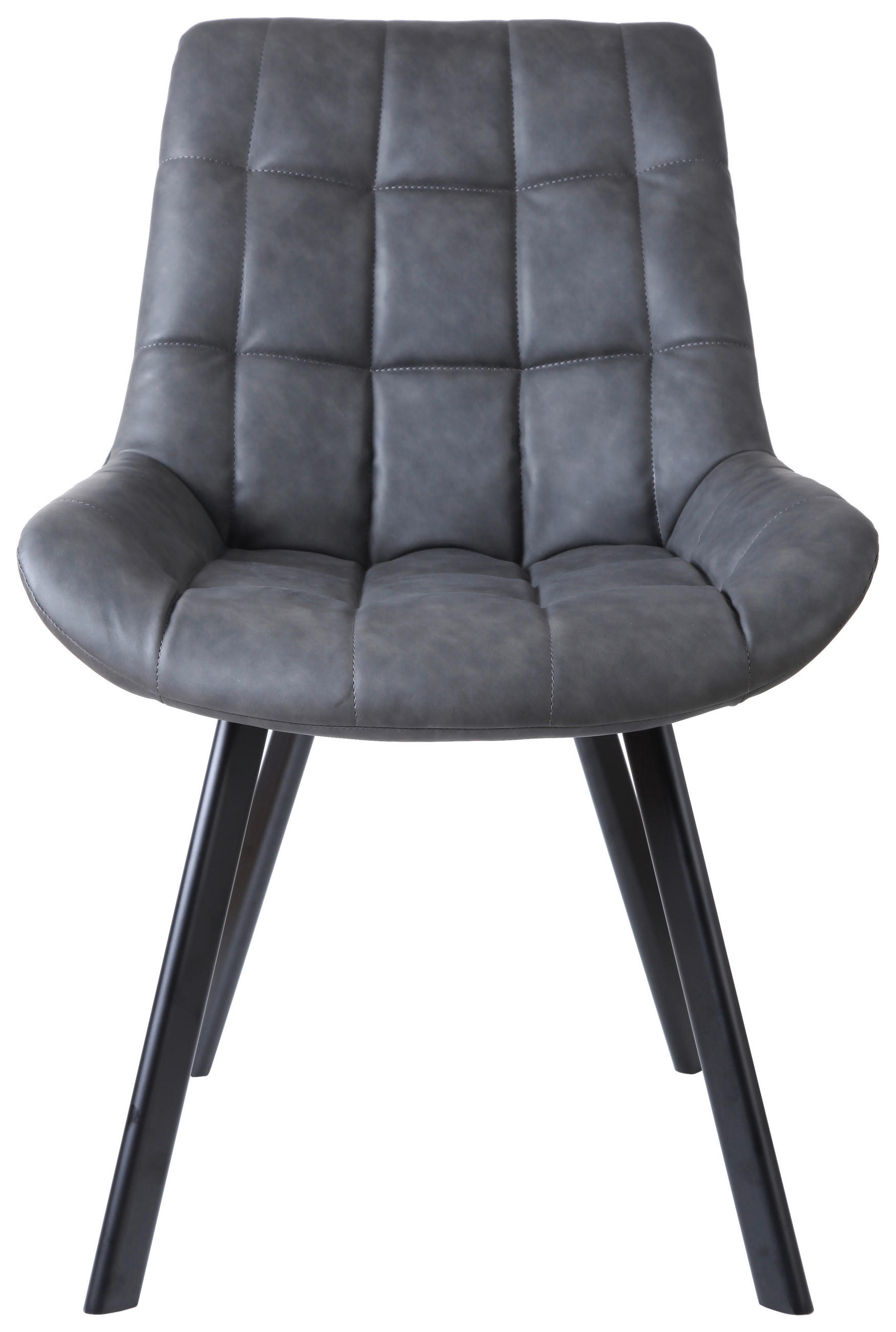 STUHL  in Eisen Lederlook Metall, Textil  - Schwarz/Grau, KONVENTIONELL, Textil/Metall (56/84/60cm) - Livetastic