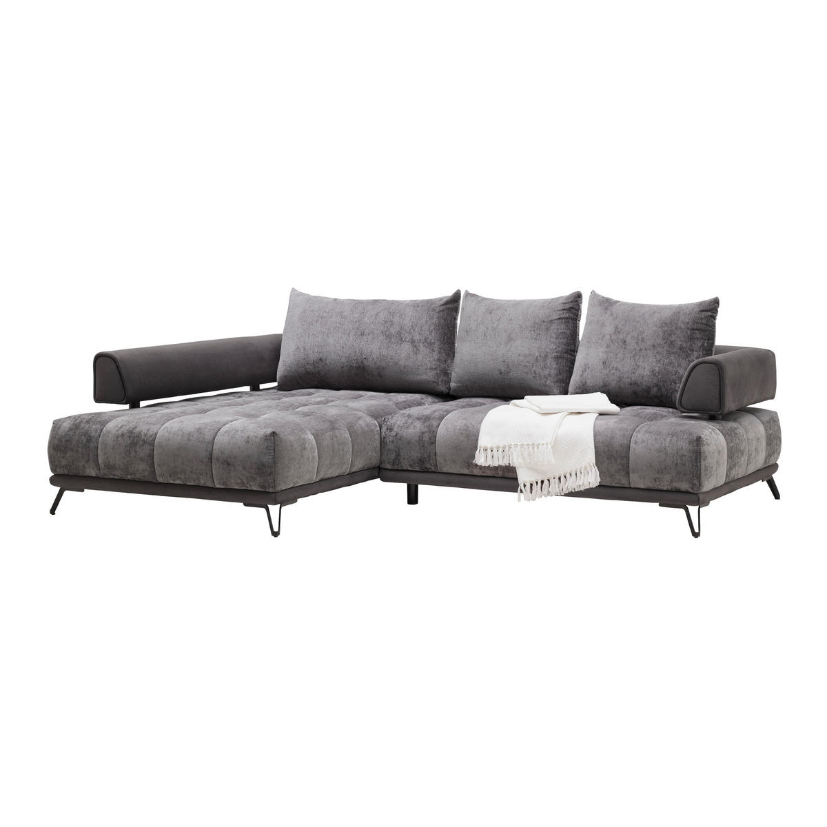 HÖRNSOFFA i grafitfärgad  - grafitfärgad/svart, Modern, metall/textil (184/262cm) - MID.YOU
