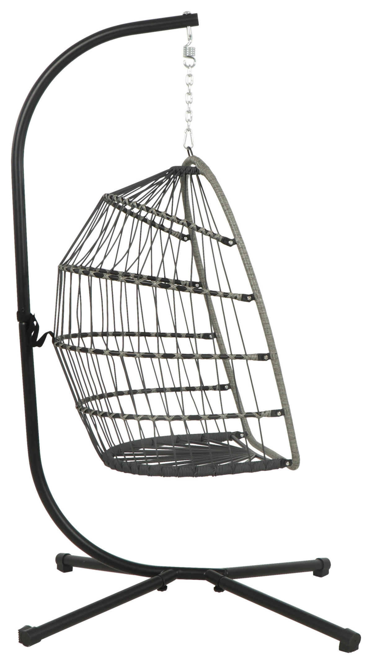 HÄNGESESSEL 100/198/100 cm Eisen  - Schwarz/Grau, Design, Kunststoff/Textil (100/198/100cm) - Ambia Garden