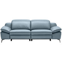 3-SITZER-SOFA Echtleder Blaugrau  - Chromfarben/Blaugrau, Design, Leder/Kunststoff (234/83-99/110cm) - Celina Home