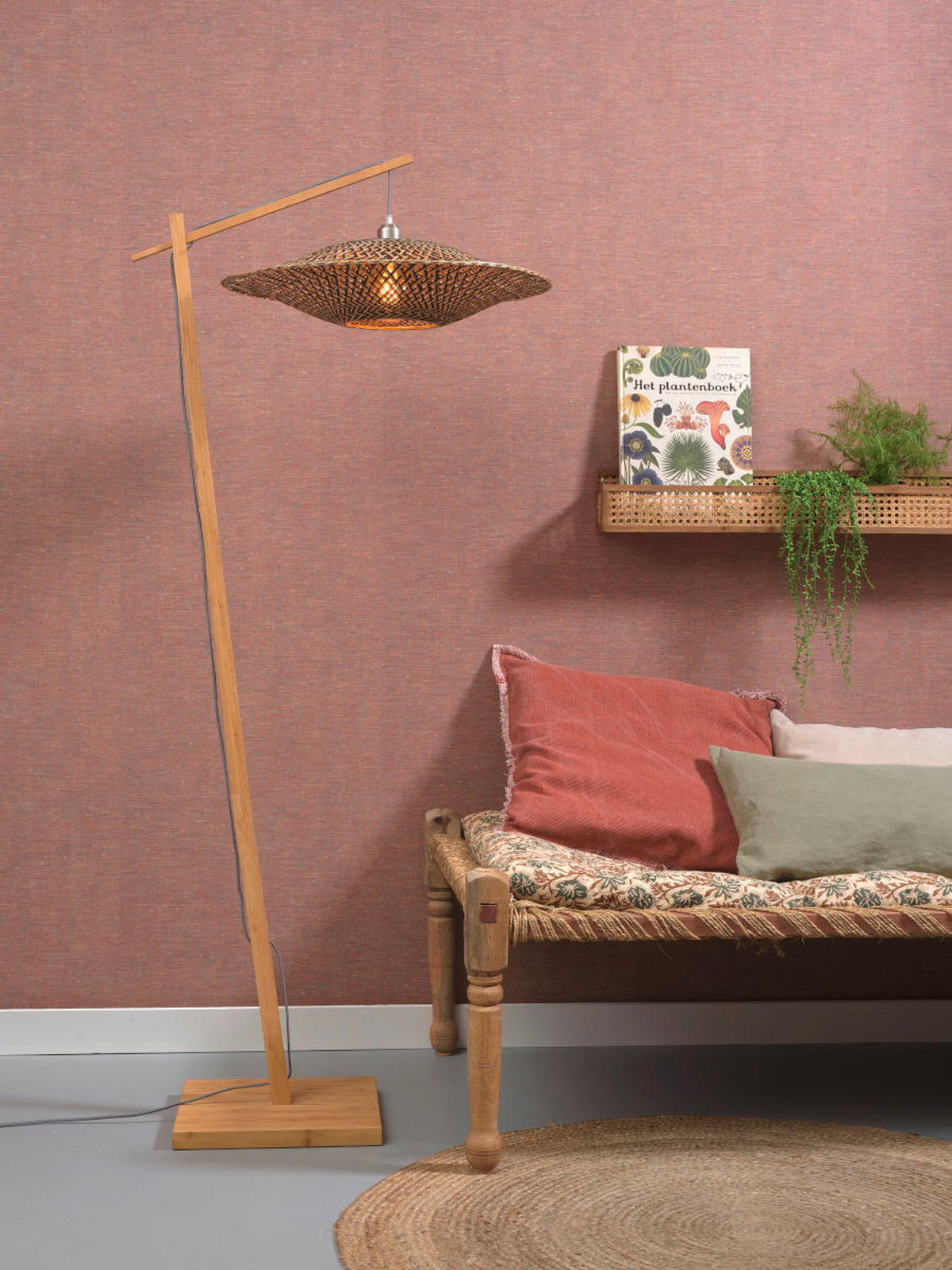 STEHLEUCHTE 60/176 cm    - Schwarz/Naturfarben, Trend, Holz (60/176cm) - Good & Mojo