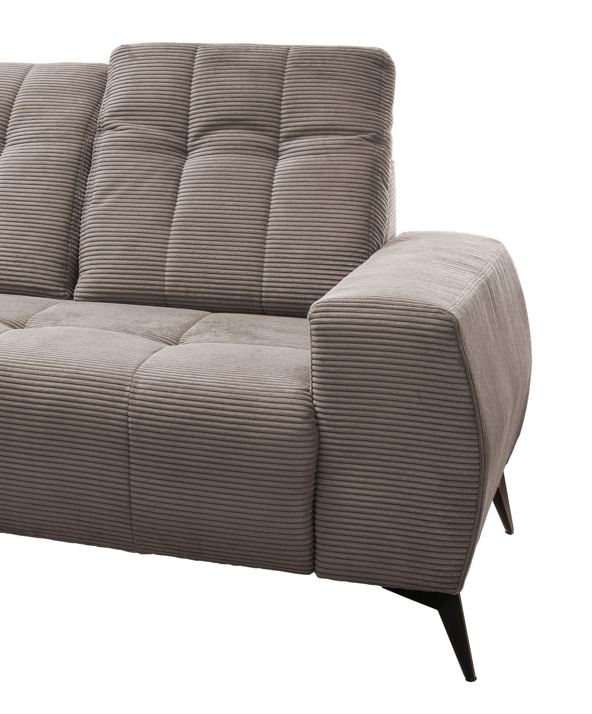 ECKSOFA Graubraun Cord  - Graubraun/Schwarz, MODERN, Textil/Metall (180/258cm) - Livetastic