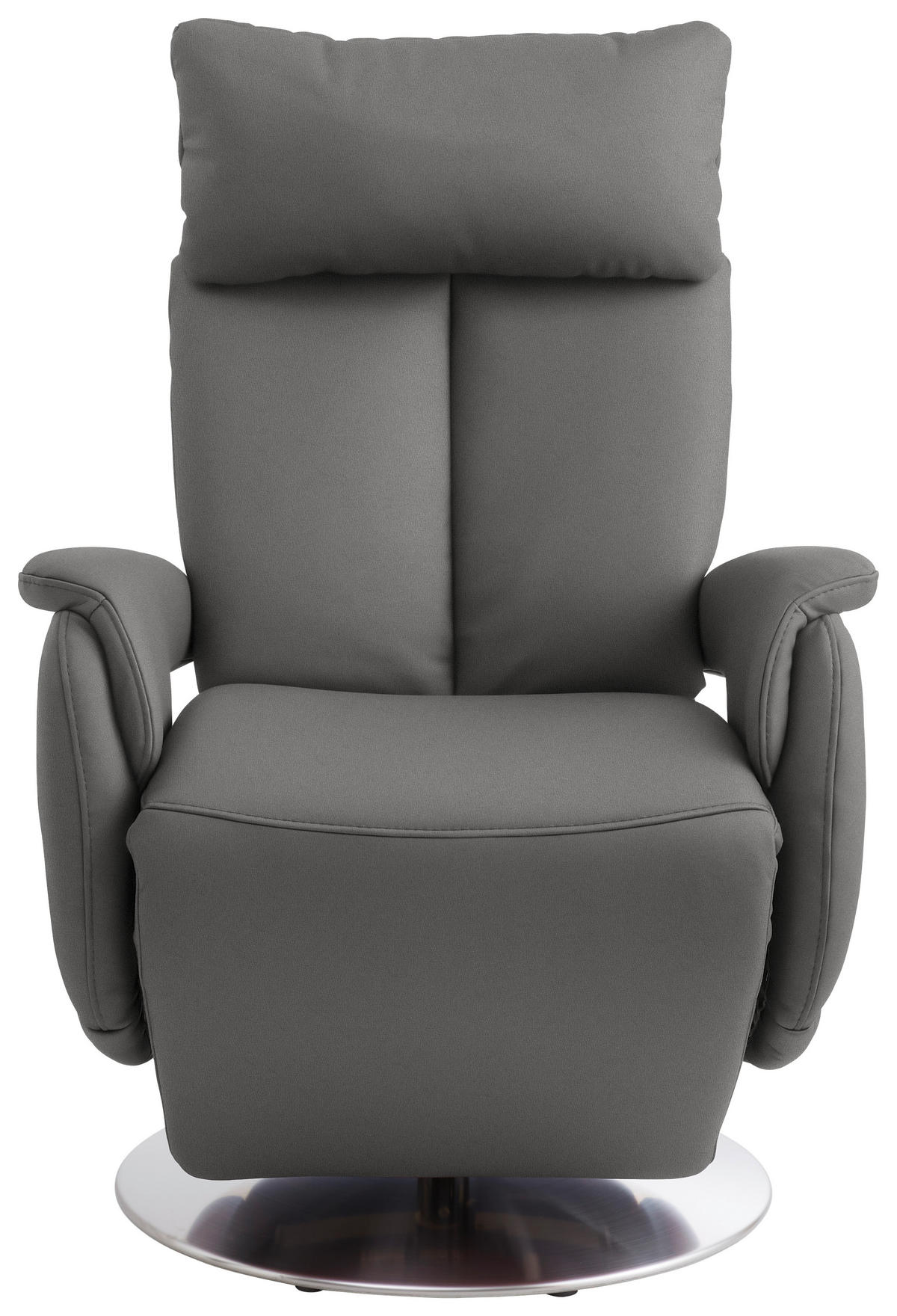 RELAXSESSEL in Leder Grau  - Edelstahlfarben/Grau, Konventionell, Leder/Metall (78/110/81cm) - Cantus