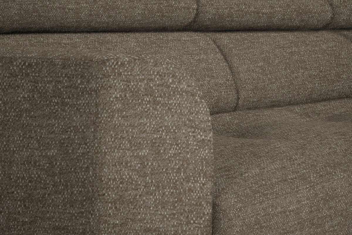 ECKSOFA in Chenille Hellbraun  - Hellbraun/Schwarz, Design, Textil/Metall (280/205cm) - MID.YOU