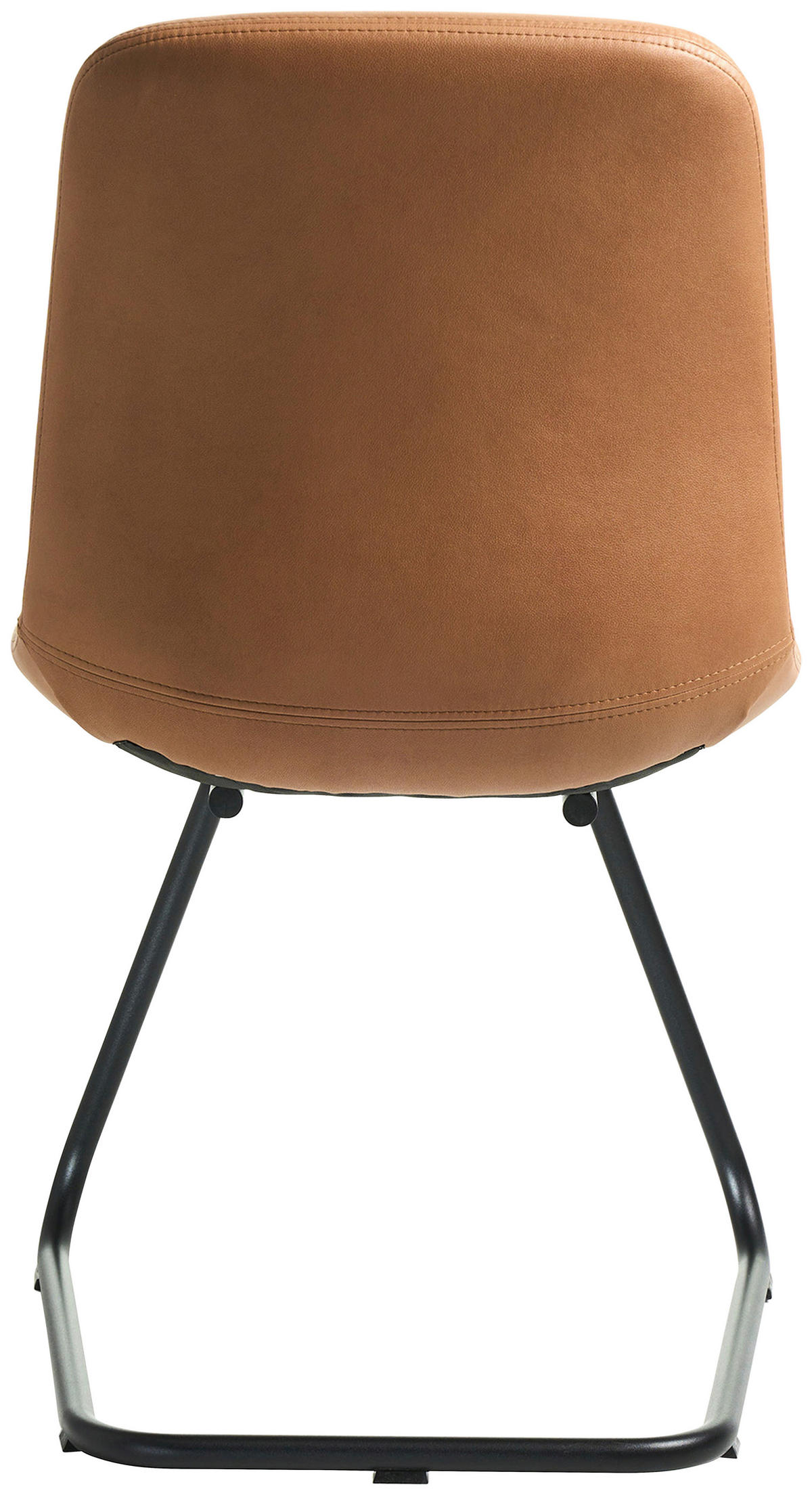 STUHL  in Edelstahl Lederlook Metall, Textil  - Cognac/Schwarz, Basics, Textil/Metall (51/89/61cm) - Celina Home