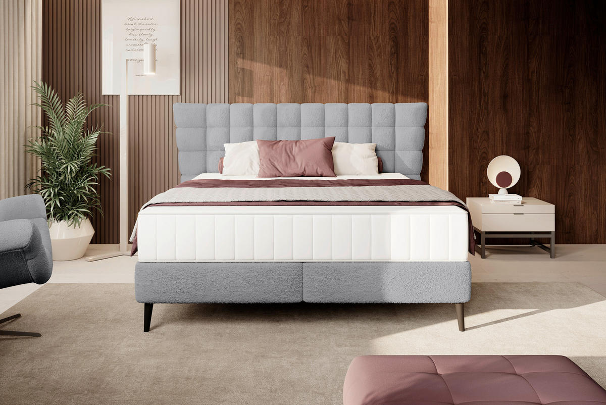 BOXSPRINGBETT 180/200 cm  in Greige  - Greige/Schwarz, Design, Holz/Holzwerkstoff (180/200cm) - Esposa