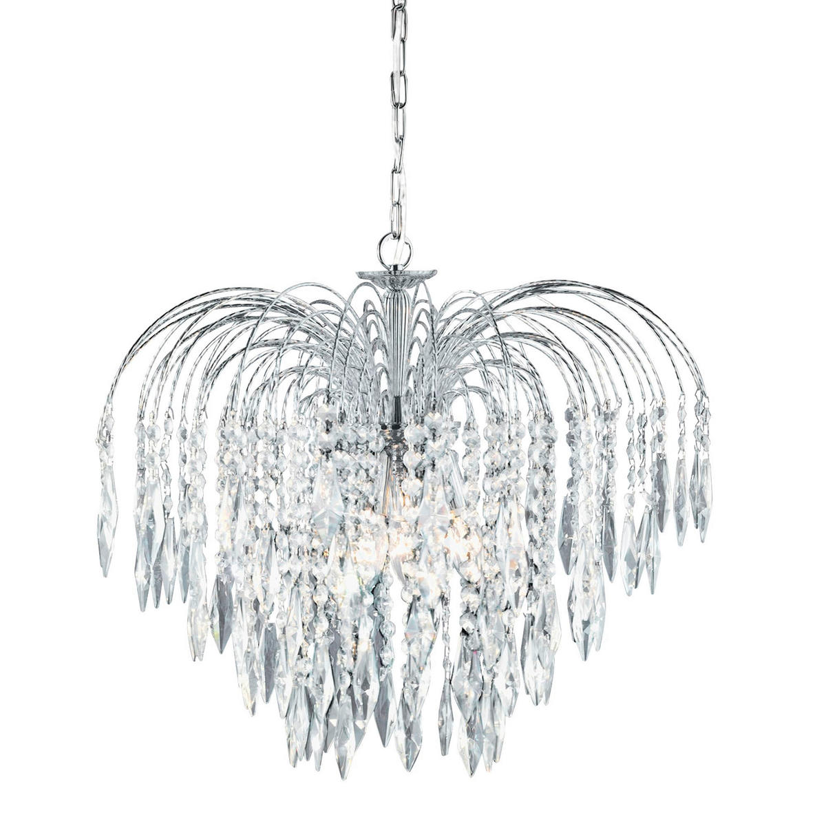 KRISTALL-HÄNGELEUCHTE 53/98 cm   - Chromfarben, Design, Glas/Metall (53/98cm)