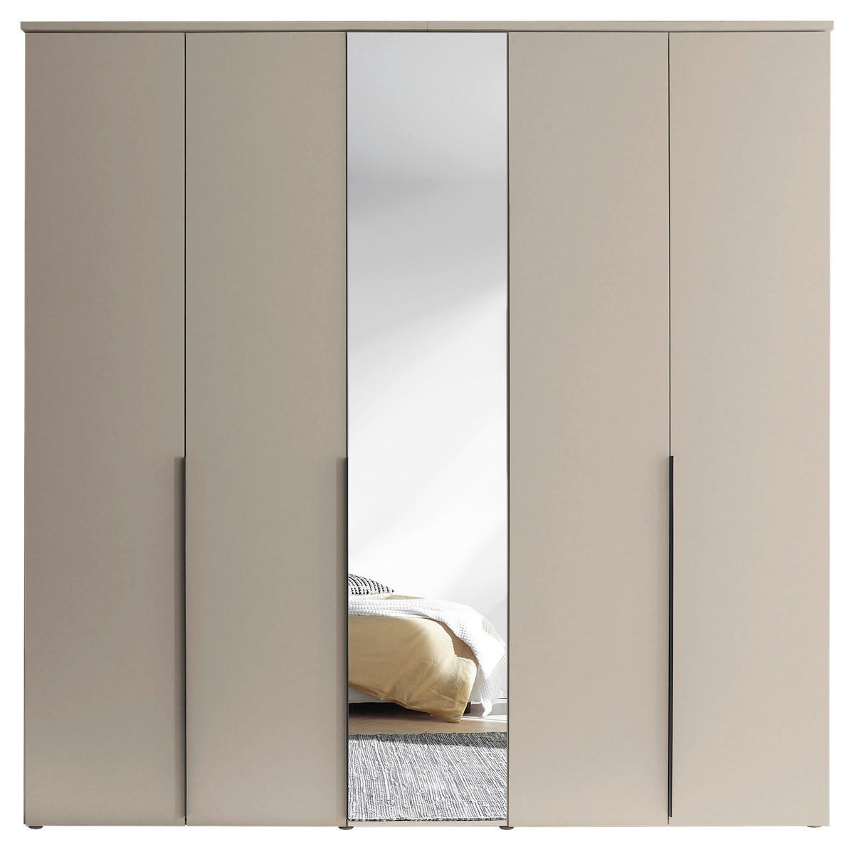 DREHTÜRENSCHRANK 225/225/52 cm 5-türig Kaschmir  - Kaschmir/Schwarz, MODERN, Glas/Holzwerkstoff (225/225/52cm) - MID.YOU
