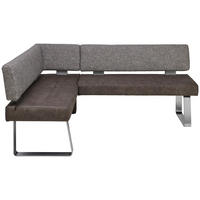 ECKBANK 133/203 cm Flachgewebe, Mikrofaser Grau, Edelstahlfarben Metall   - Edelstahlfarben/Grau, Design, Textil/Metall (133/203cm) - Moderano