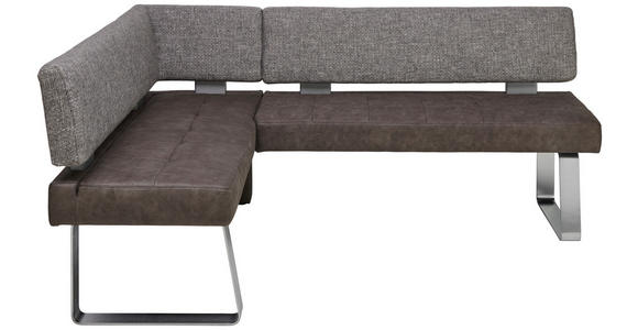 ECKBANK 133/203 cm  in Grau, Edelstahlfarben  - Edelstahlfarben/Grau, Design, Textil/Metall (133/203cm) - Moderano