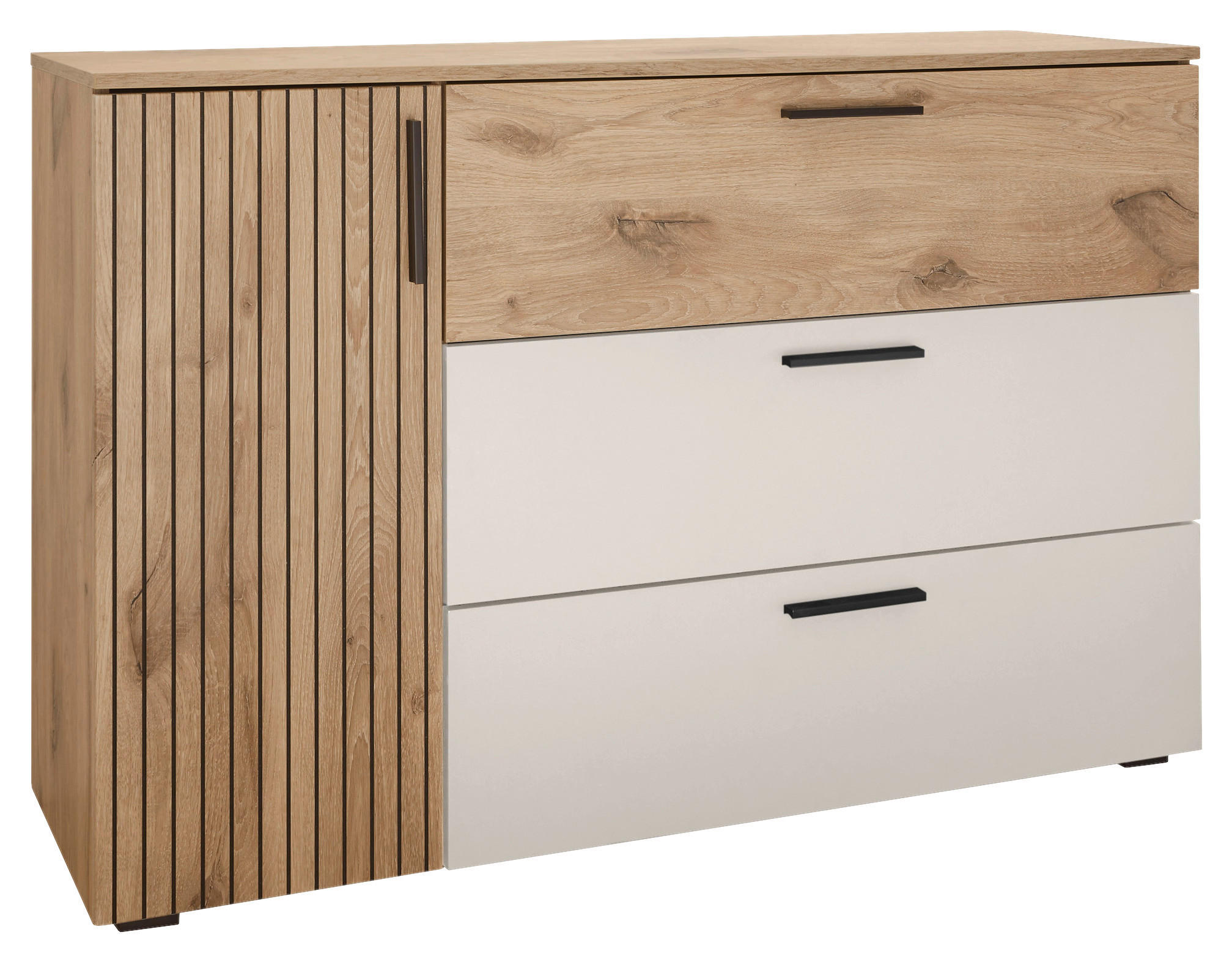 ŠIROKÁ KOMODA, bílá, barvy dubu, 125/82,6/40 cm - bílá/barvy dubu, Moderní, kompozitní dřevo/plast (125/82,6/40cm) - MID.YOU