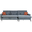 ECKSOFA in Velours, Cord Graphitfarben  - Schwarz/Graphitfarben, Design, Textil/Metall (302/180cm) - Venda