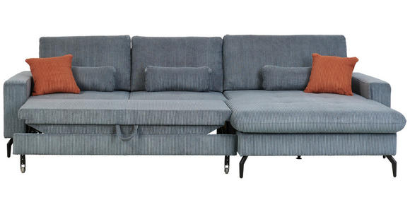 ECKSOFA in Cord, Velours Graphitfarben  - Schwarz/Graphitfarben, Design, Textil/Metall (302/180cm) - Venda