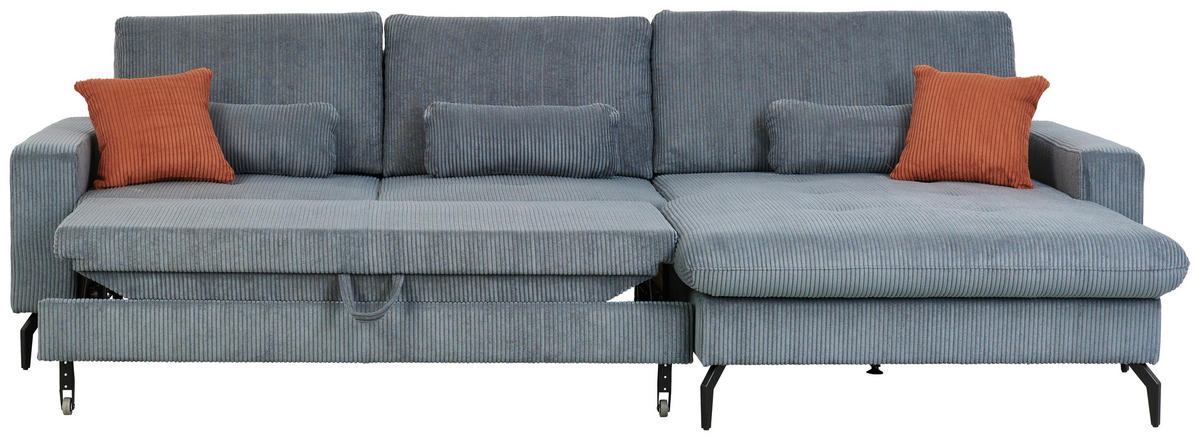 ECKSOFA in Cord Graphitfarben  - Schwarz/Graphitfarben, Design, Textil/Metall (302/180cm) - Venda