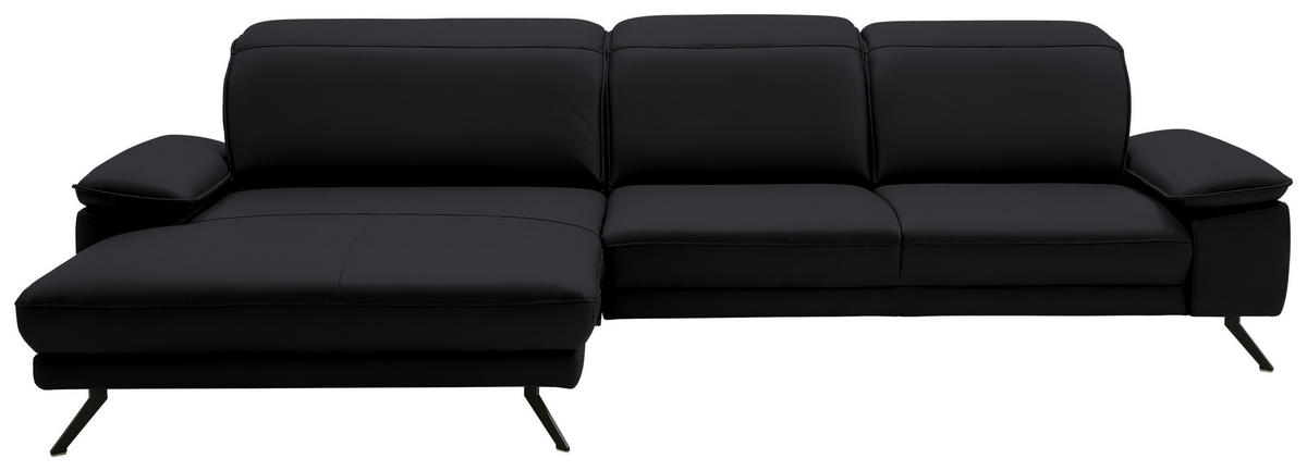 ECKSOFA in Echtleder Anthrazit  - Anthrazit/Schwarz, Design, Leder/Metall (193/332cm) - Dieter Knoll