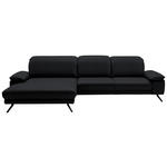 ECKSOFA in Echtleder Anthrazit  - Anthrazit/Schwarz, Design, Leder/Metall (193/332cm) - Dieter Knoll