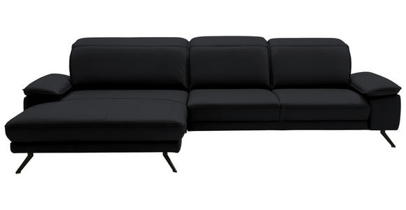 ECKSOFA in Echtleder Anthrazit 193/332 cm - Anthrazit/Schwarz, Design, Leder/Metall (193/332cm) - Dieter Knoll