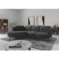 ECKSOFA in Flachgewebe Dunkelgrau  - Dunkelgrau/Schwarz, Konventionell, Textil/Metall (199/309cm) - Sit & More