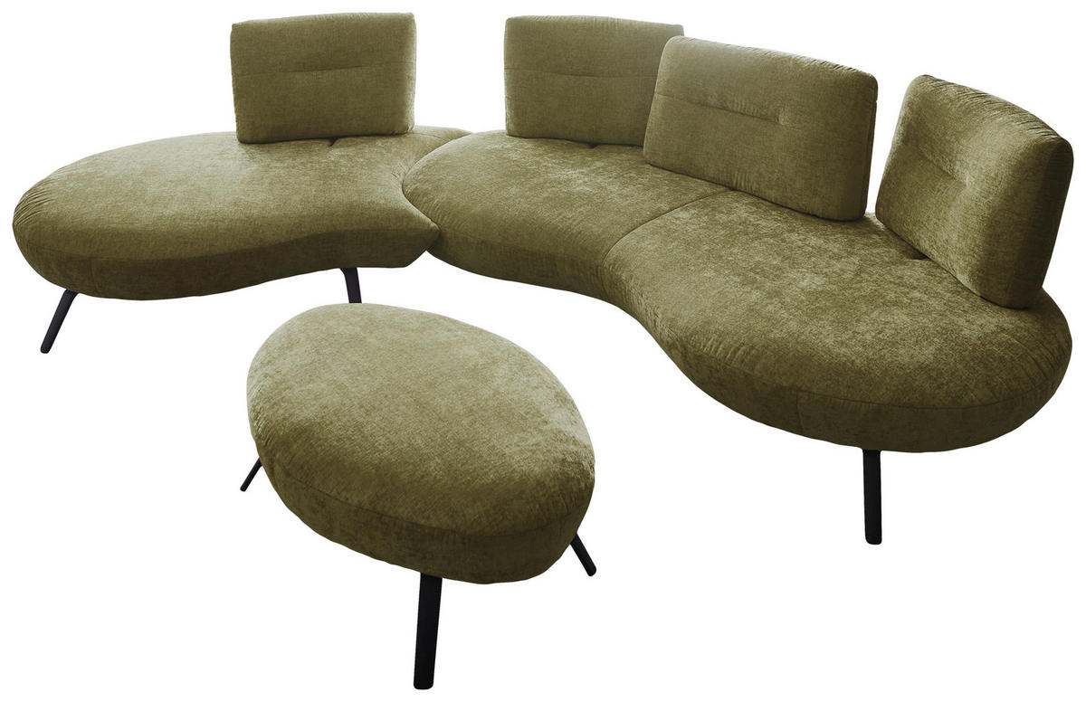 BIGSOFA Flachgewebe Olivgrün  - Schwarz/Olivgrün, Design, Textil/Metall (456/93/138cm) - Moderano