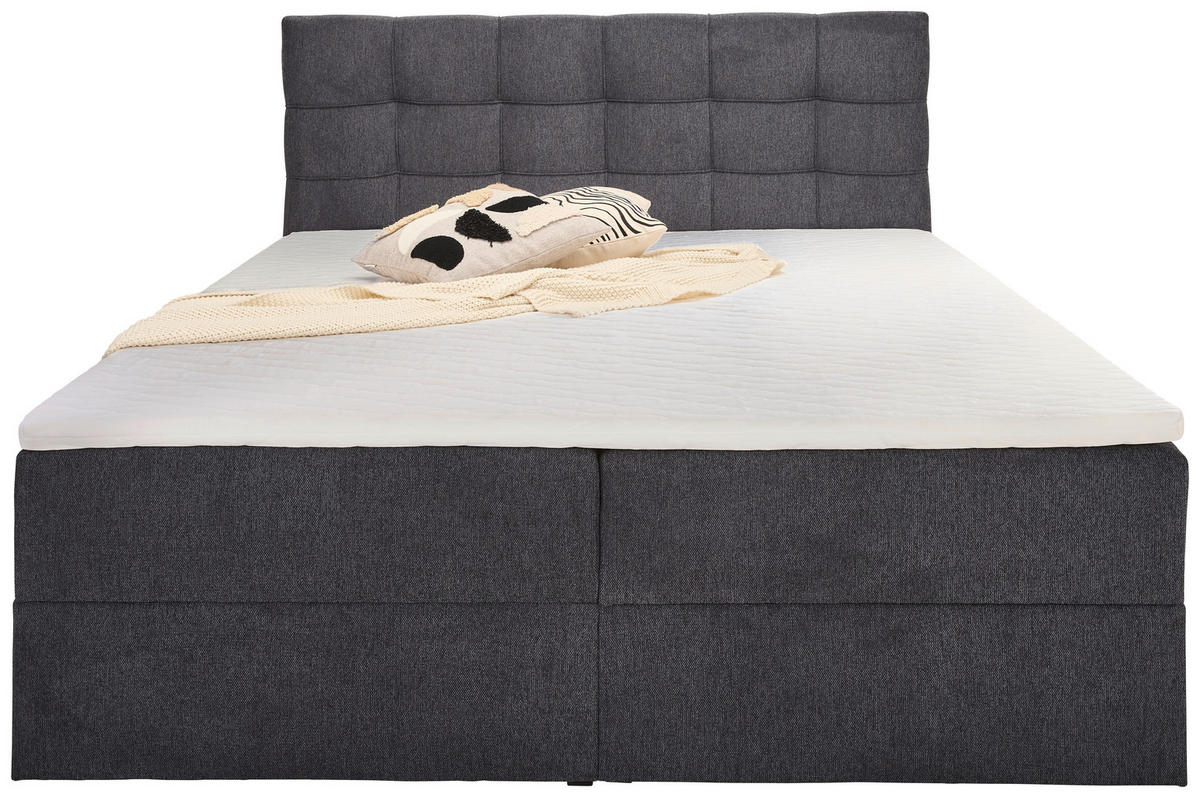AMERICKÁ POSTEL, 180/200 cm, tmavě šedá - černá/tmavě šedá, Konvenční, textil/plast (180/200cm) - Boxxx