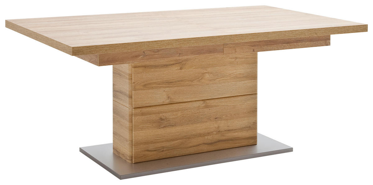 ESSTISCH Holzwerkstoff 140-220/90/77 cm  - Eichefarben/Silberfarben, Konventionell, Holzwerkstoff (140-220/90/77cm) - Cantus