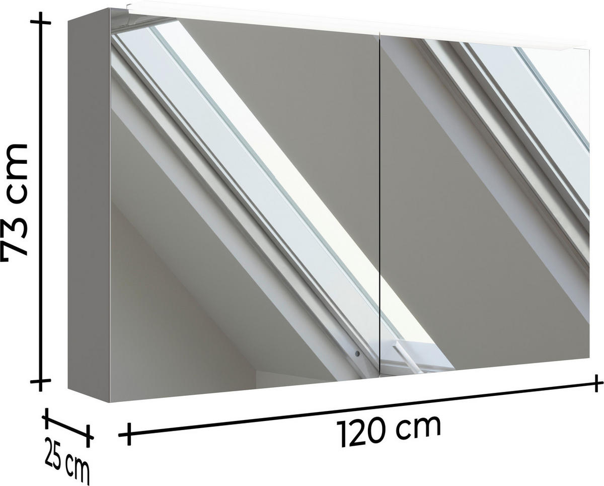 SPIEGELSCHRANK 120/72/20,2 cm  - Beigebraun, MODERN, Glas/Holzwerkstoff (120/72/20,2cm) - Celina Home