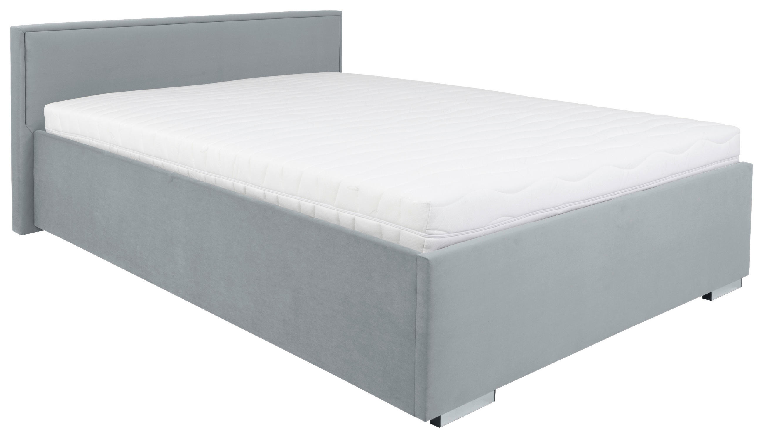 KÁRPITOZOTT ÁGY 140/200 cm  szürke  - króm/szürke, Modern, textil/fa (140/200cm) - MID.YOU