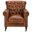 SESSEL in Echtleder Braun  - Braun, LIFESTYLE, Leder/Holz (84/88/83cm) - Landscape