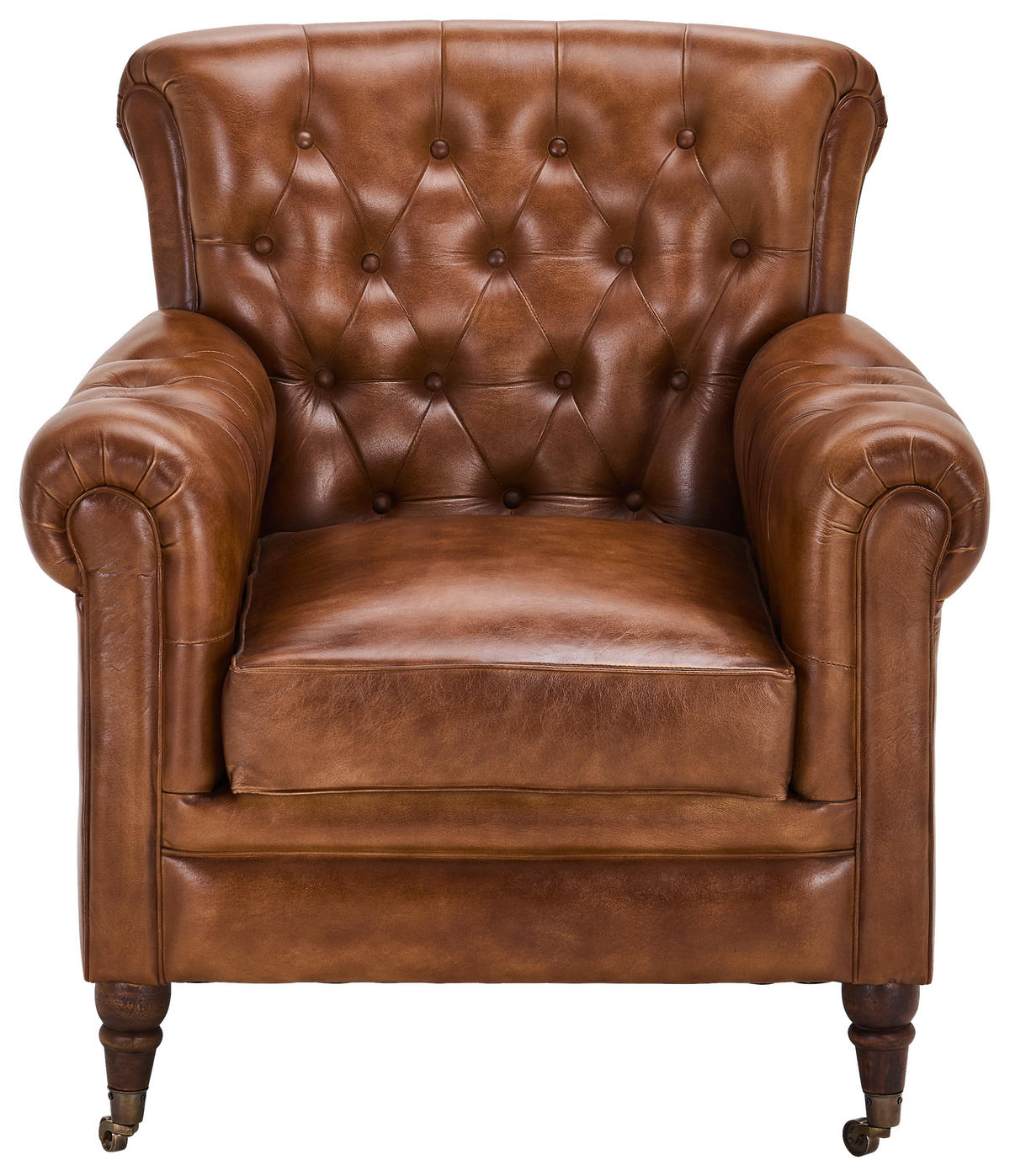 SESSEL in Echtleder Braun  - Braun, LIFESTYLE, Leder/Holz (84/88/83cm) - Landscape