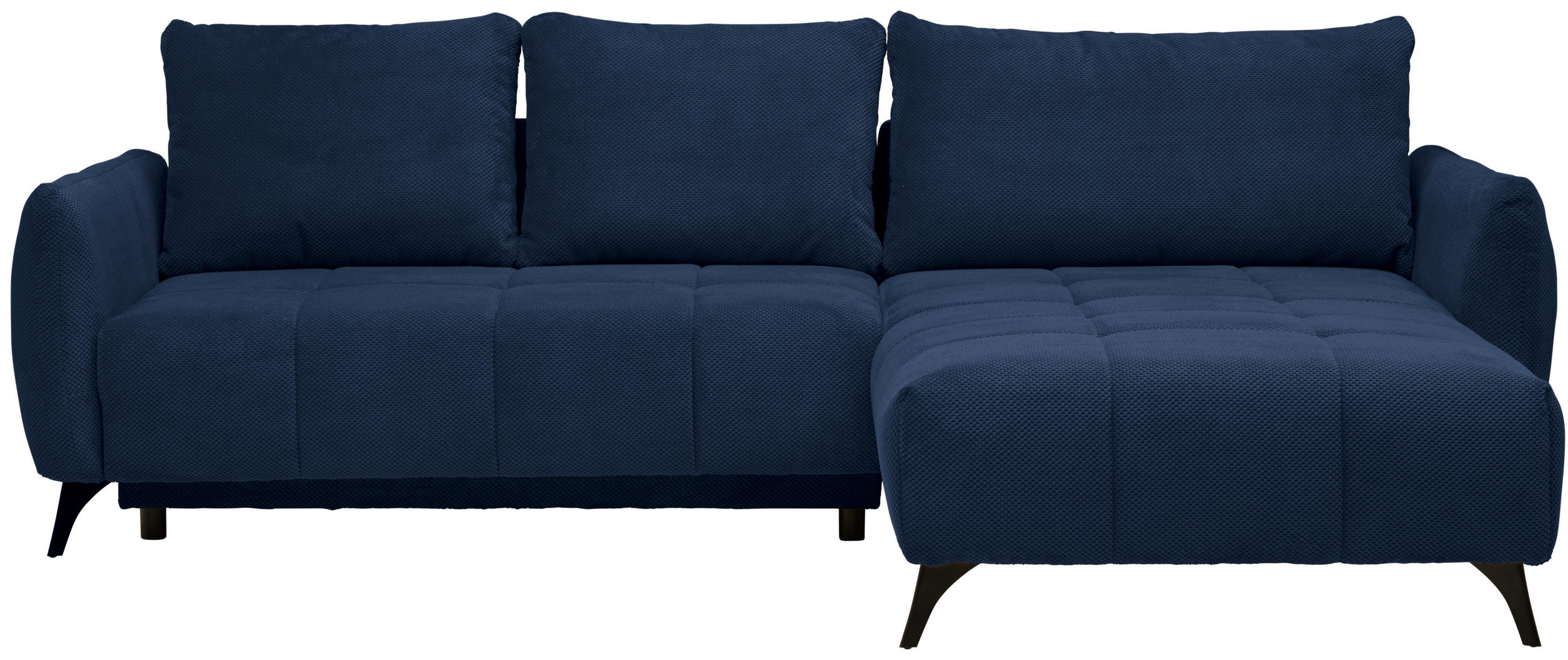 ECKSOFA inkl. Funktionen Dunkelblau Struktur, Plüsch  - Schwarz/Dunkelblau, Design, Textil/Metall (287/197cm) - Stylife