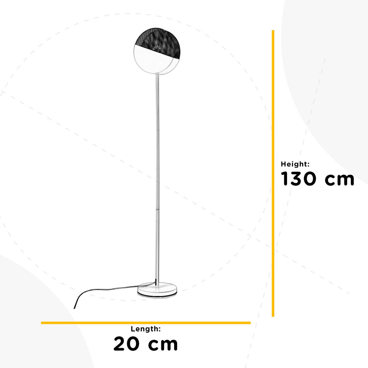 STOJACIA LAMPA, 20/20/130 cm - svetlomodrá/čierna, Basics, kov/plast (20/20/130cm)