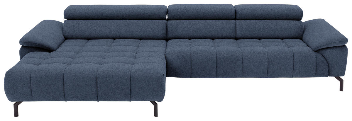 ECKSOFA Webstoff Blau  - Blau/Schwarz, Design, Textil/Metall (190/329cm) - Beldomo Style