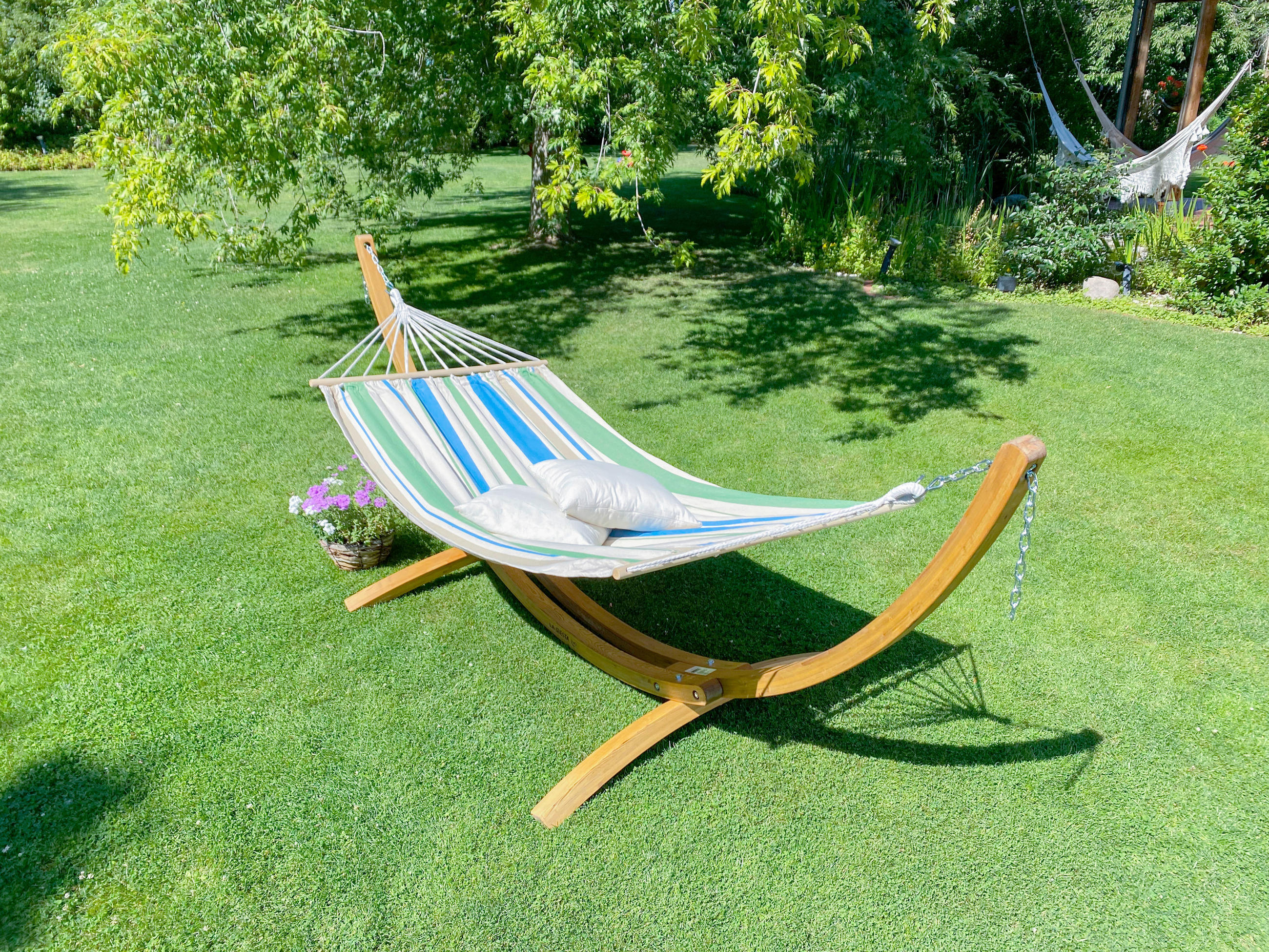 HOUPACÍ SÍŤ  - bílá/modrá, Konvenční, dřevo/textil (320/120/120cm) - La Siesta