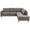 ECKSOFA in Echtleder Hellgrau  - Eiche Bianco/Hellgrau, Konventionell, Leder/Holz (257/235cm) - Valdera