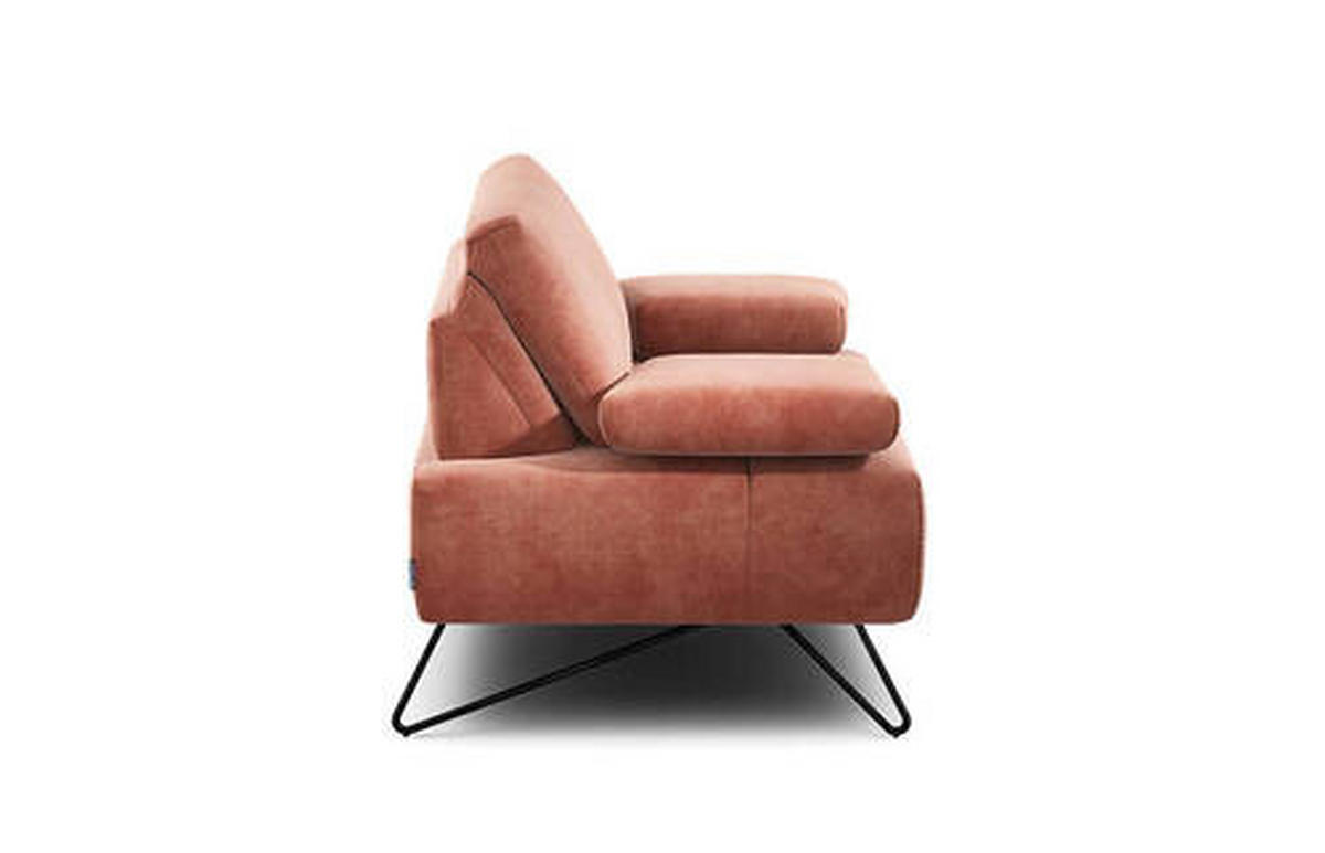 SESSEL in Samt Rosa  - Schwarz/Rosa, Design, Textil/Metall (114-142/85/86-94cm) - SENSOO